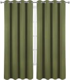 Blackout Curtains 66 x 84 inch/Olive Green Curtains Set of 2 Panels/Thermal - Image 2