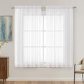 White Sheer Curtains 63 Inches Long 2 Panels Set, Light Filtering Sheer Curtains by OVZME