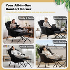 Lazy Chair with Ottoman, Large Accent Chair with Ottoman and a Throw Pillow - Image 8