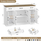 HOSTACK Buffet Cabinet with Drawers, Modern Farmhouse Coffee Bar Station Wood - Image 3