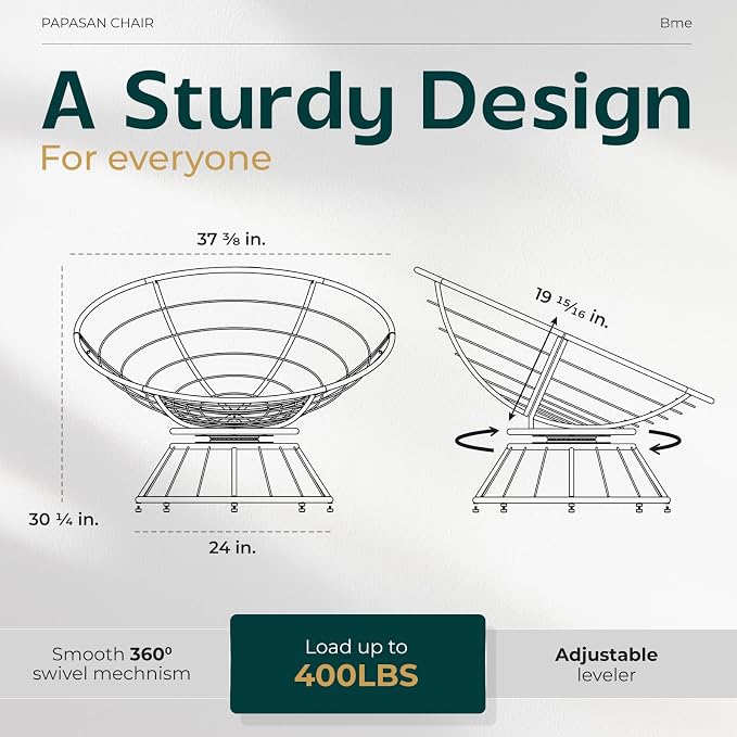 Bme 40" Ergonomic Wicker Papasan Chair - Image 2