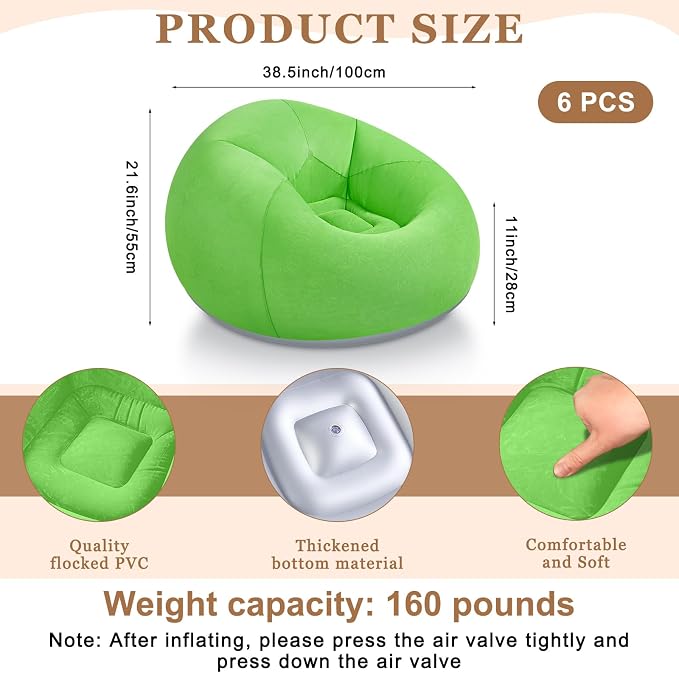 Realspring 6 9 12 Pcs Inflatable Bean Bag Chairs - Image 2