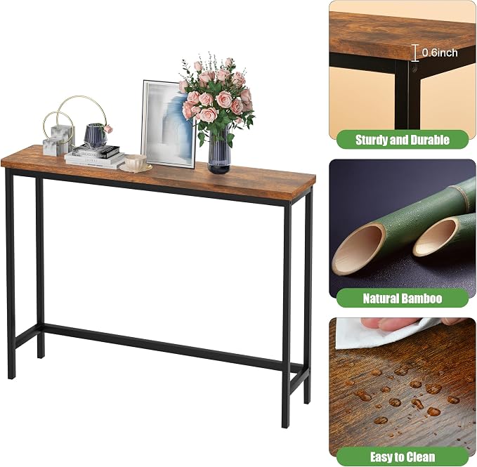 VASMIA Console Table, Entryway Table, Narrow Sofa Table, Living Room, Rustic - Image 4