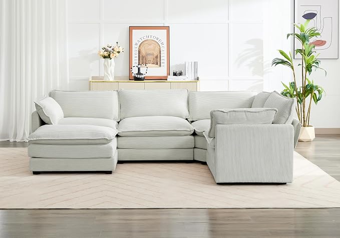 ROWHY 113'' Sectional Cloud Couch, 5 Seater Modular Corner L Shape Sofa Big - Image 7