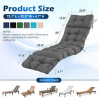 Chaise Lounge Cushions Outdoor, Waterproof & Fade Resistant Patio Lounge Chair - Image 2