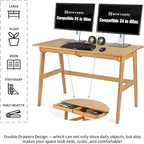 Nnewvante Writing Computer Desk 46" Bamboo Home Office Table - Image 6