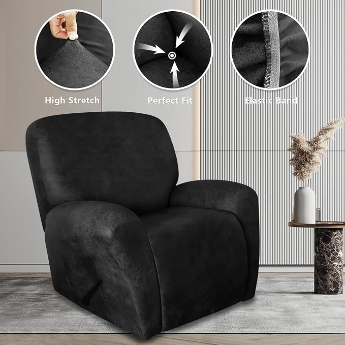 ANARACHON Leather Look Oversize Recliner Chair Covers, Thick 4 Pieces Recliner - Image 7