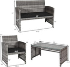 Tangkula 4 PCS Wicker Patio Conversation Set, Outdoor Rattan Sofas - Image 5