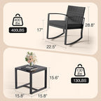Qsun 3 Pieces Patio Furniture Set Rocking Bistro Set, Outdoor Patio Furniture - Image 2