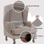 Turquoize Wingback Chair Covers 2 Piece Wing Chair Slipcover Stretch Slipcovers - Image 3