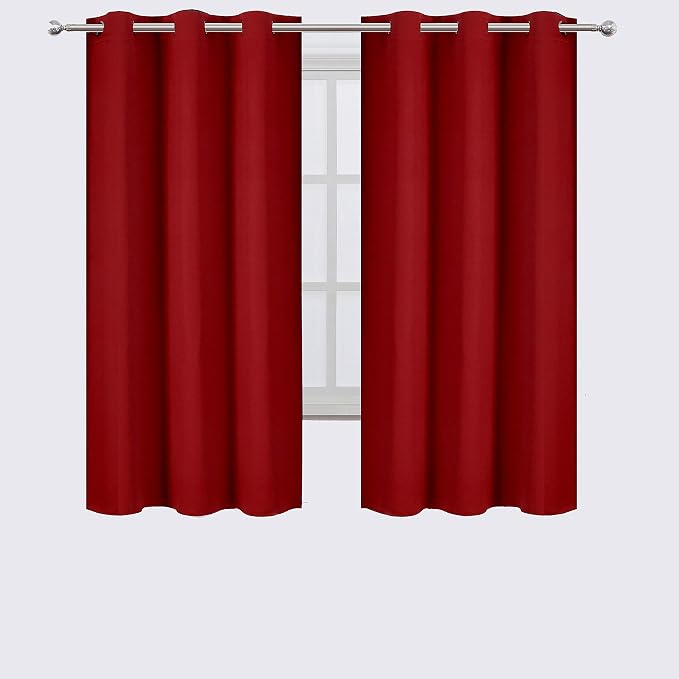 Red Blackout Curtains 34 x 63 Inch Length/Set of 2 Curtain Panels/Thermal - Image 2
