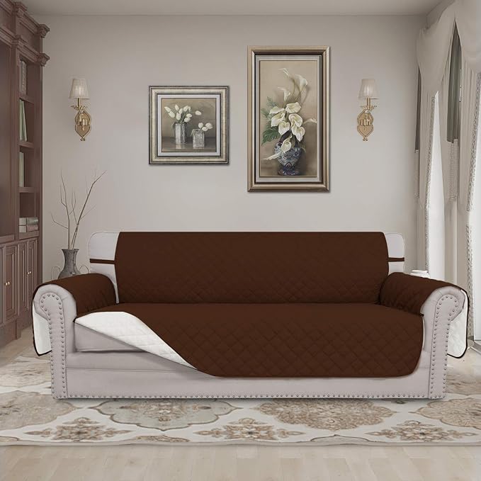 Easy-Going Reversible Couch Cover, 4 Seater Sofa, Coffee/Ivory | XX-Large Sofa - Image 2
