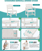 SERWALL HDPE Dining Set for 6: 1 Umbrella Hole Table, 4 Armless + 2 Armchairs. - Image 8