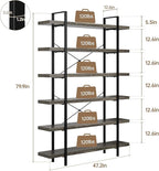 OtterOasis Bookshelf Set, Heavy Duty 6-Tier Industrial Bookcase, 120lbs Shelf - Image 2