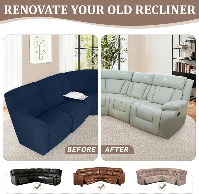 ALIECOM 100% Waterproof Recliner Sectional Couch Covers L Shape Stretch Corner - Image 7
