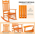 VINGLI Wooden Rocking Chair Outdoor, Patio Rockers - Image 5