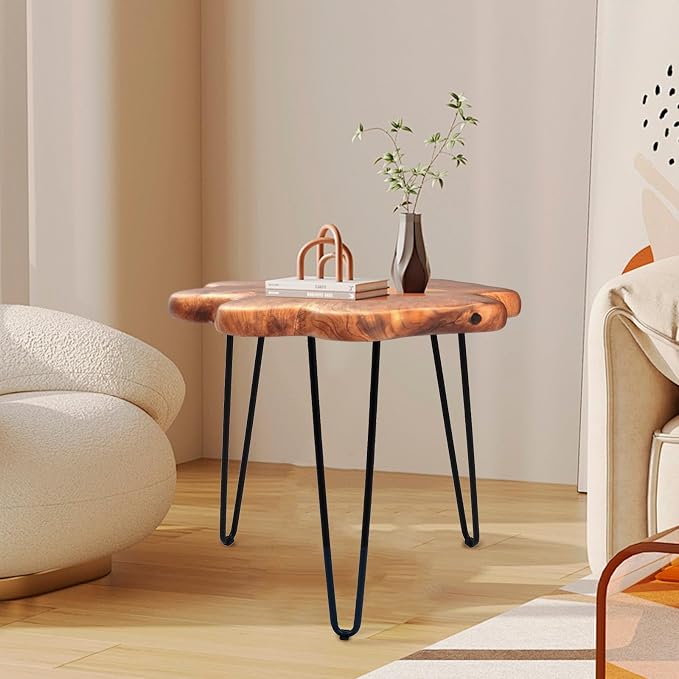 19.5 Inch Live Edge Side Table, Wood Small End Table - Image 3
