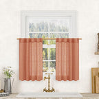 Semi Sheer Linen Curtains 36 Inch Length 2 Panels by LAMIT