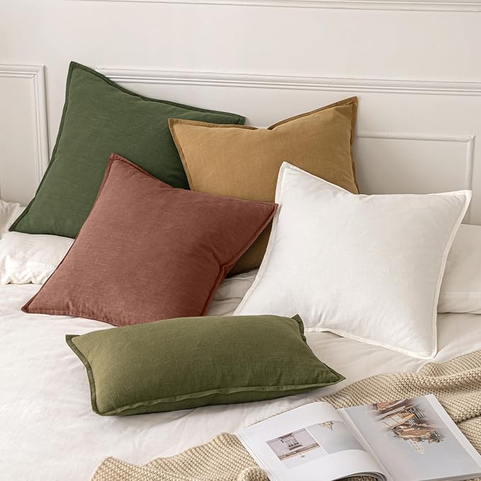 MIULEE Decorative Linen Pillow Covers 20x20 Inch Autumn Glaze | Boho Farmhouse​ - Image 5