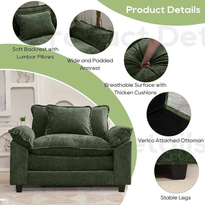 Oprisen Modular Sectional Sofa, Comfy Cloud Couch Sectional Sofa, Chenille Sofa - Image 6