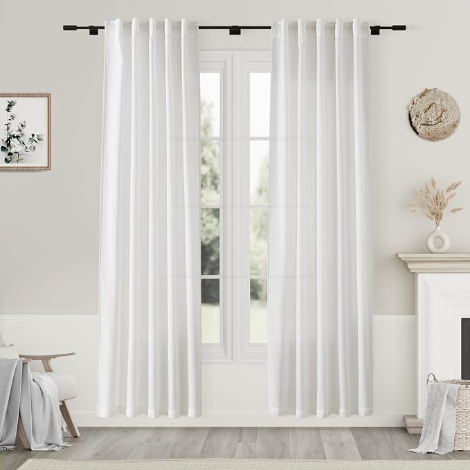 Off White Linen Curtains 80 inches Long by Nanspring
