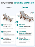 SERWALL Textilene Patio Chaise Lounge Chair, 5 Positions Adjustable Outdoor - Image 3