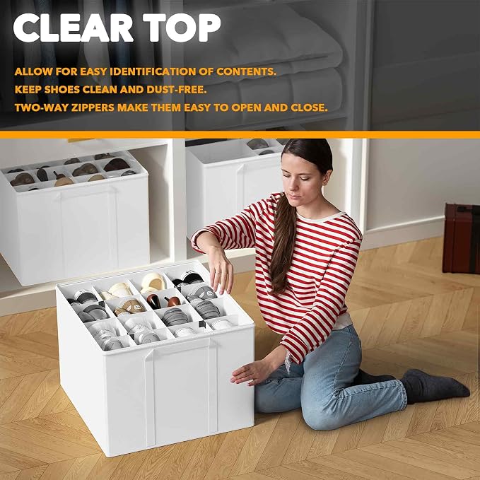 SpaceAid Shoe Organizer for Closet, 2 Pack Foldable Shoe Storage Containers - Image 4