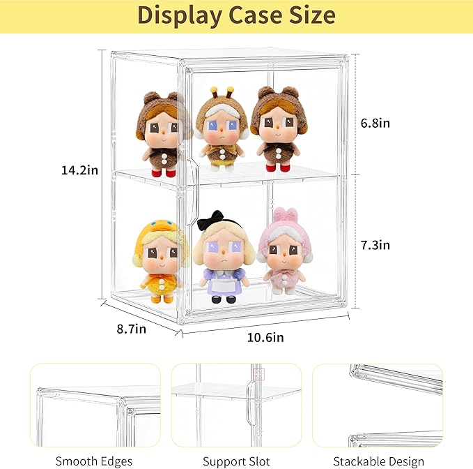 Acrylic Display Case with Removable Shelf, 2 Tier Clear Plastic Stackable - Image 6