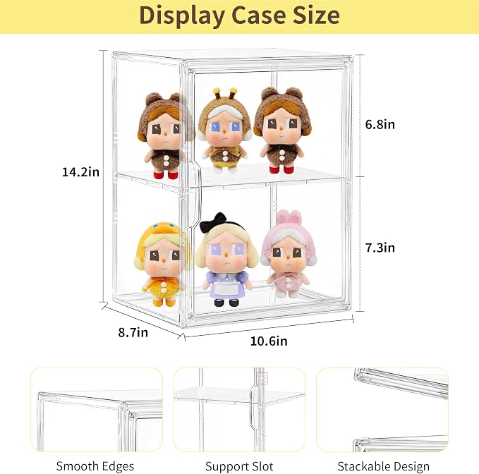 Acrylic Display Case, 2 Tier Clear Plastic Stackable Storage Bins - Image 6