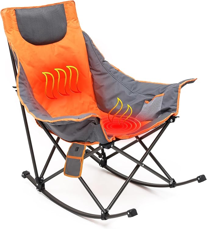 SUNNYFEEL Oversized Heated Rocking Camping Chair, Fully Padded Patio Chair by SunnyFeelCamping