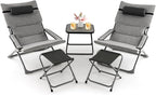 Giantex 5-Piece Patio Bistro Set, Folding Lounge Chairs by Giantex