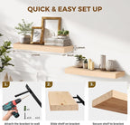 17x8x1.6 inch Floating Shelves Set of 2 – Solid Wood Rustic Wood Wall Mounted - Image 5