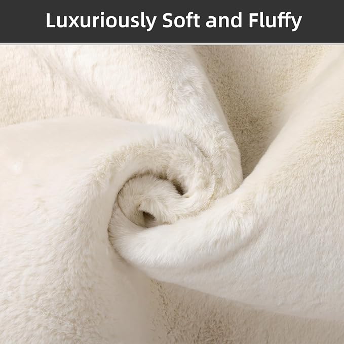 SHACOS 5x7 Ultra Soft Faux Rabbit Fur Area Rug, Non Slip Machine Washable - Image 3