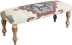 LR Home Off-White/Multicolor Handmade Upholstered Bench - Image 3