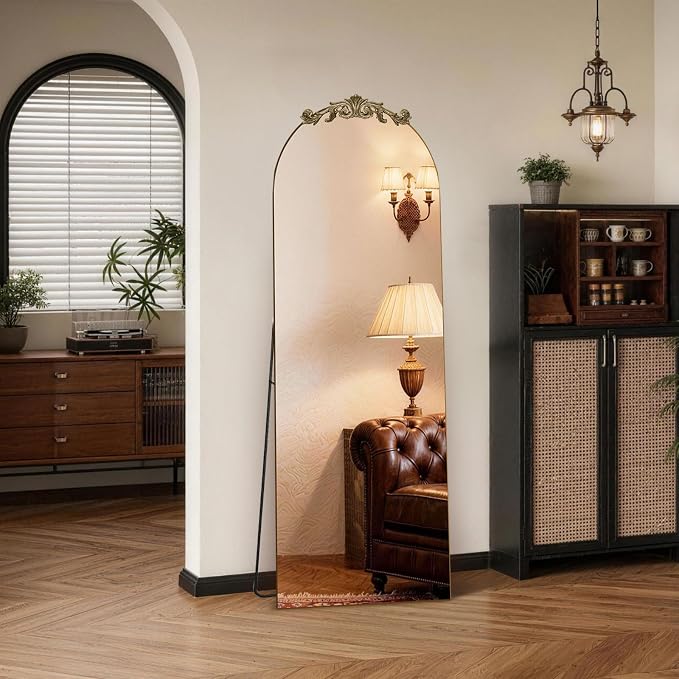 MISSDAY Vintage Baroque Full Length Mirror, Full Metal Frame Stand Up Retro by MISSDAY