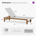 PURPLE LEAF Patio Chaise Lounge French Outdoor Lounger 1 Piece Matte Teak Grain - Image 9
