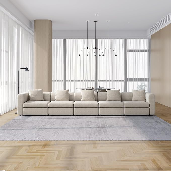 Guyii Velvet Sectional Sofa, Oversized 5-Seat Convertible Couch by Guyii