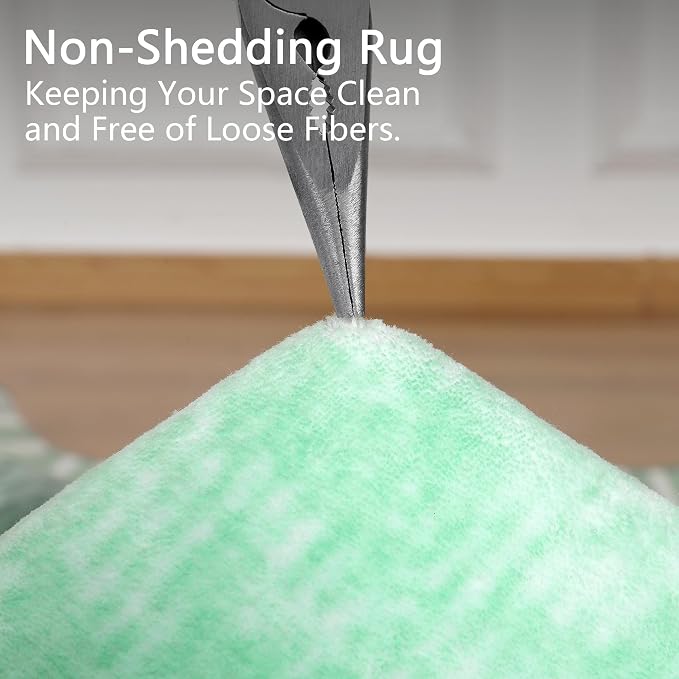Living Room Rug 6x9 Green Area Rug Machine Washable Carpet Non Slip Indoor - Image 5