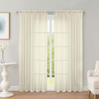 Cream Sheer Curtains 72 Inches Long 2 Panels Set, Transparent Voile Sheer by OWENIE