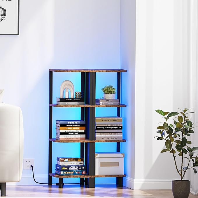 TUTOTAK Corner Shelf, 4-Tier Corner Bookshelf - Image 6