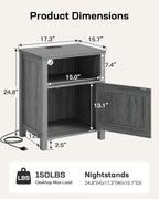 Marsail Farmhouse Nightstand, Wood Bedside Table - Image 2