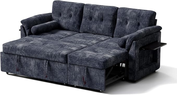 Convertible Sleeper Sofa Bed, 63 Inch Chenille Pull Out Couch - Image 11