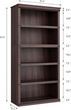 GarveeHome 5 Tier Farmhouse Bookcase, 67.4" Tall Book Shelf - Image 2