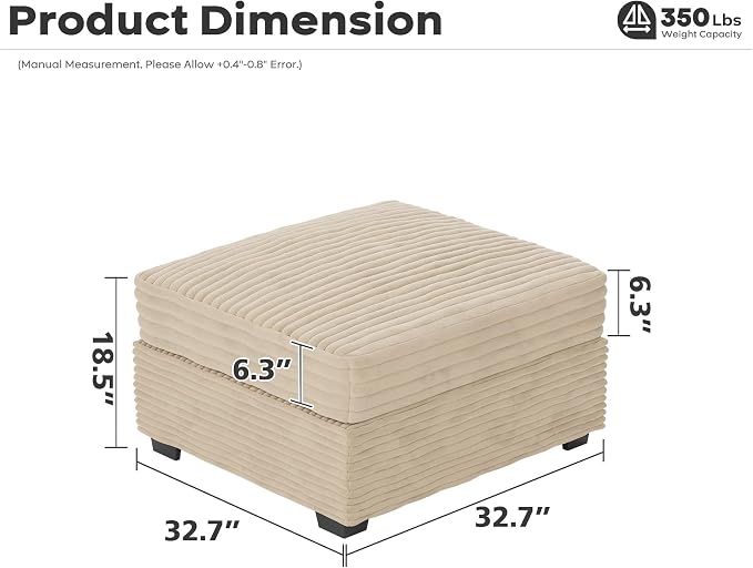 ovios 32.7 inches Ottoman Seat Module - Image 2