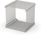 Square Geometry Retro Side Table Prime-Stainless Steel Linear Metal End Table by Unknown