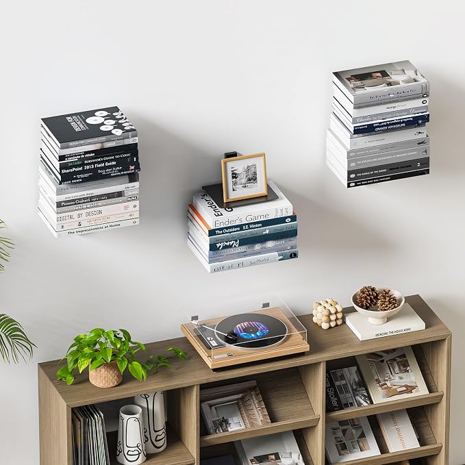 Floating Book Shelves for Wall, 6 Tier Invisible Floating Bookshelf, Vertical - Image 2