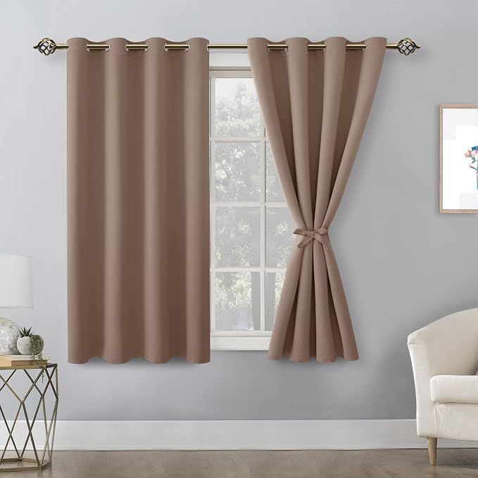 Blackout Curtains for Bedroom, 52 x 54 Inches Long, Cappuccino | Thermal - Image 8