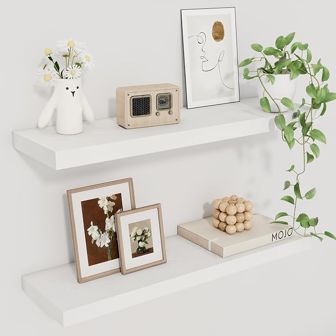 Fun Memories Floating Shelves for Wall, 22.5" Rustic Wood Deep Wall Mounted by FunMemories