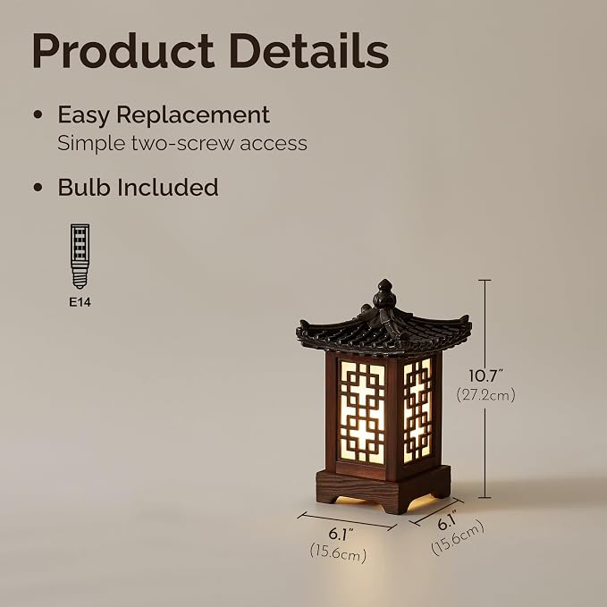 Traditional Korean Wood Lamp | Handmade Asian Oriental Table Lantern | Bedside - Image 5