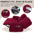 Recliner Loveseat Covers, 4-Piece Stretch Geometric Strokes Jacquard Reclining - Image 4